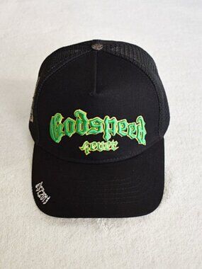 Godspeed Fever Black Trucker Hat with Green Embroidery